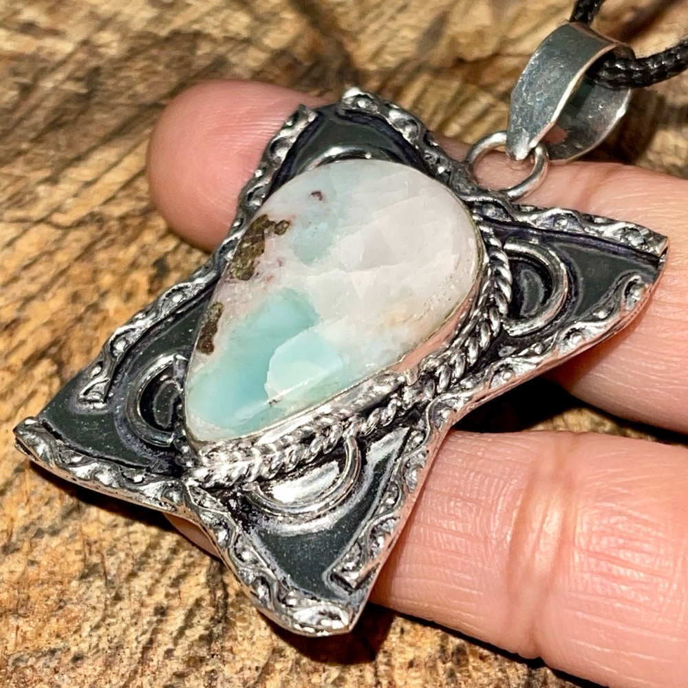 Blue Caribbean Larimar Pendant 2 1/4”